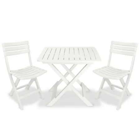 Klappbarer Garten-Bistrotisch und Stühle, 3 Stück, weißer Kunststoff von vidaXL, Gartensets - Ref: Foro24-43581, Preis: 132,0...