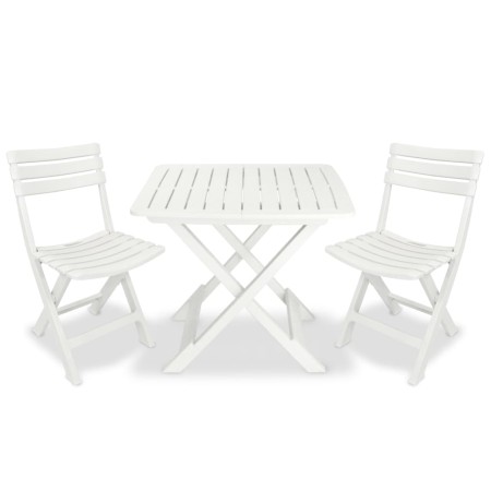 Klappbarer Garten-Bistrotisch und Stühle, 3 Stück, weißer Kunststoff von vidaXL, Gartensets - Ref: Foro24-43581, Preis: 131,0...