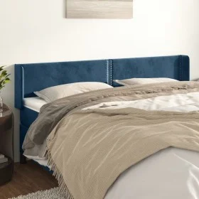 Dunkelblaues Samtkopfteil 203x16x78/88 cm von , Kopf- und Fußteile - Ref: Foro24-3118698, Preis: 60,27 €, Rabatt: %