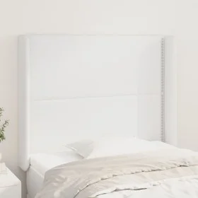 Headboard with white synthetic leather ears 83x16x118/128 cm by , Headboards and footboards - Ref: Foro24-3119513, Price: 77,...
