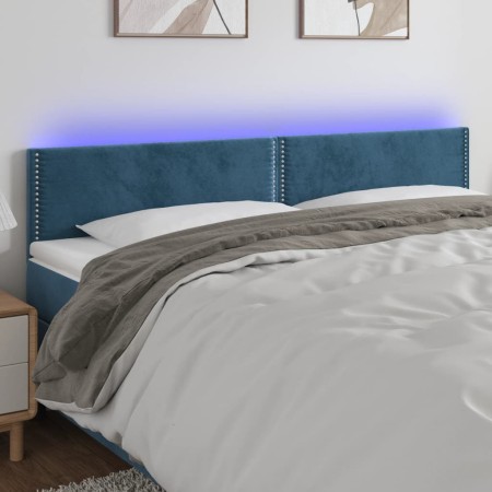 LED-Kopfteil aus dunkelblauem Samt, 200 x 5 x 78/88 cm von , Kopf- und Fußteile - Ref: Foro24-3121542, Preis: 57,95 €, Rabatt: %
