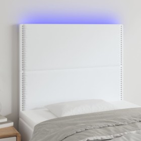 Cabecero con luces LED cuero sintético blanco 90x5x118/128 cm