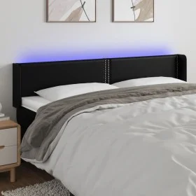 Headboard with LED black synthetic leather 183x16x78/88 cm by , Headboards and footboards - Ref: Foro24-3123198, Price: 65,67...