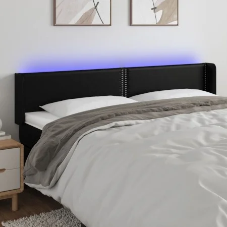 Kopfteil mit LED, schwarzem Kunstleder, 183 x 16 x 78/88 cm von , Kopf- und Fußteile - Ref: Foro24-3123198, Preis: 64,59 €, R...