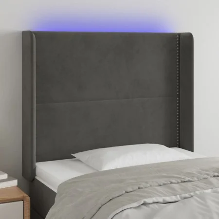 Dunkelgraues Samtkopfteil mit LED 93x16x118/128 cm von , Kopf- und Fußteile - Ref: Foro24-3123945, Preis: 68,79 €, Rabatt: %