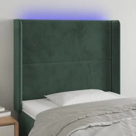 LED-Kopfteil aus dunkelgrünem Samt, 103 x 16 x 118/128 cm von , Kopf- und Fußteile - Ref: Foro24-3123953, Preis: 90,63 €, Rab...