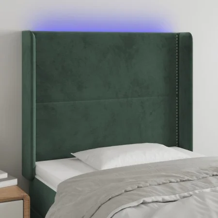 Cabecero con LED de terciopelo verde oscuro 103x16x118/128 cm de , Cabeceros y pies de cama - Ref: Foro24-3123953, Precio: 90...
