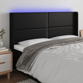 Headboard with LED black synthetic leather 163x16x118/128 cm by , Headboards and footboards - Ref: Foro24-3124004, Price: 121...