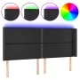 Headboard with LED black synthetic leather 163x16x118/128 cm by , Headboards and footboards - Ref: Foro24-3124004, Price: 119...