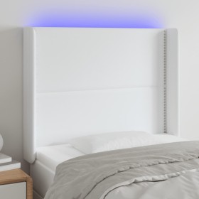 Kopfteil mit LED, weißem Kunstleder, 93 x 16 x 118/128 cm von , Kopf- und Fußteile - Ref: Foro24-3123987, Preis: 90,52 €, Rab...
