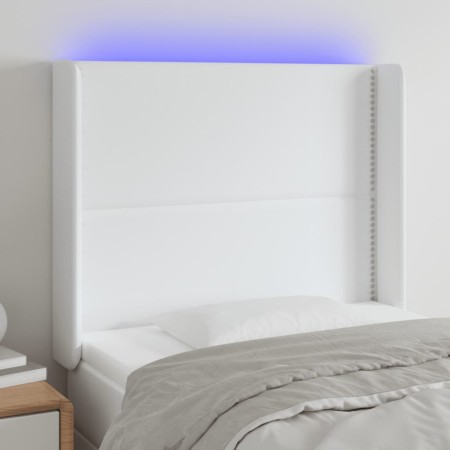 Kopfteil mit LED, weißem Kunstleder, 93 x 16 x 118/128 cm von , Kopf- und Fußteile - Ref: Foro24-3123987, Preis: 90,52 €, Rab...