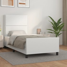 Bed frame with headboard white synthetic leather 80x200cm by , Beds and slatted bases - Ref: Foro24-3125477, Price: 135,90 €,...