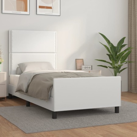 Bettgestell mit Kopfteil aus weißem Kunstleder 80x200cm von , Betten und Lattenroste - Ref: Foro24-3125477, Preis: 135,68 €, ...