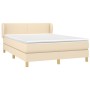 Cama box spring con colchón tela color crema 140x190 cm de , Camas y somieres - Ref: Foro24-3126642, Precio: 426,62 €, Descue...