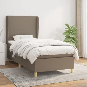 Box spring bed with taupe gray fabric mattress 80x200 cm by , Beds and slatted bases - Ref: Foro24-3128321, Price: 369,95 €, ...