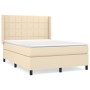 Box spring bed with cream fabric mattress 140x190 cm by , Beds and slatted bases - Ref: Foro24-3131430, Price: 479,06 €, Disc...
