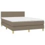 Box spring bed with mattress and LED lights taupe gray fabric 140x190 cm by , Beds and slatted bases - Ref: Foro24-3133553, P...