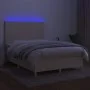 Box spring bed mattress and LED lights cream fabric 140x190 cm by , Beds and slatted bases - Ref: Foro24-3135274, Price: 501,...