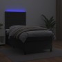 Cama box spring y colchón LED cuero sintético negro 90x200 cm