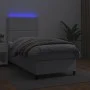 Box spring bed and LED mattress white synthetic leather 90x190 cm by , Beds and slatted bases - Ref: Foro24-3135856, Price: 3...