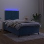 Box spring bed with mattress and LED dark blue velvet 120x200 cm by , Beds and slatted bases - Ref: Foro24-3136057, Price: 40...