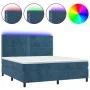 Box spring bed with mattress and LED velvet dark blue 180x200 cm by , Beds and slatted bases - Ref: Foro24-3136081, Price: 60...