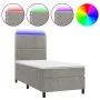 Box spring bed with mattress and LED light gray velvet 90x200 cm by , Beds and slatted bases - Ref: Foro24-3136041, Price: 30...