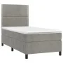 Box spring bed with mattress and LED light gray velvet 90x200 cm by , Beds and slatted bases - Ref: Foro24-3136041, Price: 30...