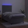 Box spring bed with mattress and LED light gray velvet 90x200 cm by , Beds and slatted bases - Ref: Foro24-3136041, Price: 30...