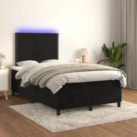 Box spring bed with mattress and LED black velvet 120x200 cm by , Beds and slatted bases - Ref: Foro24-3136055, Price: 397,56...
