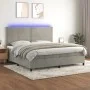 Box spring bed with mattress and LED light gray velvet 200x200 cm by , Beds and slatted bases - Ref: Foro24-3136083, Price: 5...