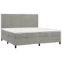 Box spring bed with mattress and LED light gray velvet 200x200 cm by , Beds and slatted bases - Ref: Foro24-3136083, Price: 5...