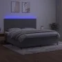 Box spring bed with mattress and LED light gray velvet 200x200 cm by , Beds and slatted bases - Ref: Foro24-3136083, Price: 5...