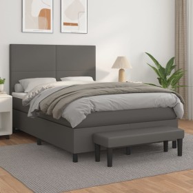 Boxspringbett mit grauer Kunstledermatratze 140x200 cm von , Betten und Lattenroste - Ref: Foro24-3137549, Preis: 537,45 €, R...