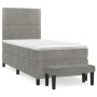 Boxspringbett mit hellgrauer Samtmatratze 90x190 cm von , Betten und Lattenroste - Ref: Foro24-3137755, Preis: 323,76 €, Raba...