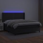 Box spring bed with mattress and LED black synthetic leather 160x200 cm by , Beds and slatted bases - Ref: Foro24-3139331, Pr...