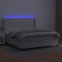 Box spring bed with mattress and LED white synthetic leather 180x200 cm by , Beds and slatted bases - Ref: Foro24-3139338, Pr...
