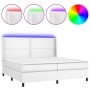 Boxspringbett mit Matratze und LED-weißem Kunstleder 200x200 cm von , Betten und Lattenroste - Ref: Foro24-3139344, Preis: 71...