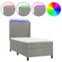Box spring bed with mattress and LED light gray velvet 90x190 cm by , Beds and slatted bases - Ref: Foro24-3139475, Price: 32...