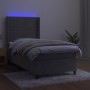 Box spring bed with mattress and LED light gray velvet 90x190 cm by , Beds and slatted bases - Ref: Foro24-3139475, Price: 31...