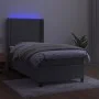 Box spring bed with mattress and LED light gray velvet 90x190 cm by , Beds and slatted bases - Ref: Foro24-3139475, Price: 32...
