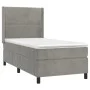 Box spring bed with mattress and LED light gray velvet 90x190 cm by , Beds and slatted bases - Ref: Foro24-3139475, Price: 32...
