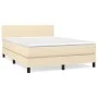 Box spring bed with cream fabric mattress 140x190 cm by , Beds and slatted bases - Ref: Foro24-3139894, Price: 403,63 €, Disc...