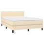 Boxspringbett mit cremefarbener Stoffmatratze 140x190 cm von , Betten und Lattenroste - Ref: Foro24-3139894, Preis: 405,46 €,...