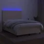Box spring bed mattress and LED lights cream fabric 140x190 cm by , Beds and slatted bases - Ref: Foro24-3134714, Price: 489,...