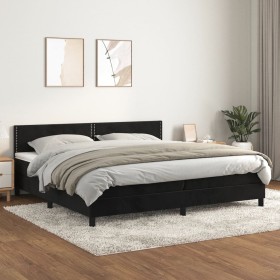 Cama box spring con colchón terciopelo negro 200x200 cm