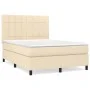 Box spring bed with cream fabric mattress 140x190 cm by , Beds and slatted bases - Ref: Foro24-3141774, Price: 458,64 €, Disc...