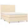 Cama box spring con colchón tela color crema 140x190 cm de , Camas y somieres - Ref: Foro24-3142174, Precio: 493,08 €, Descue...