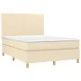 Cama box spring con colchón tela color crema 140x190 cm de , Camas y somieres - Ref: Foro24-3142174, Precio: 493,08 €, Descue...