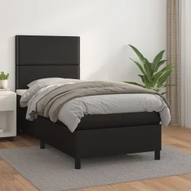 Box spring bed with black synthetic leather mattress 90x190 cm by , Beds and slatted bases - Ref: Foro24-3142761, Price: 314,...